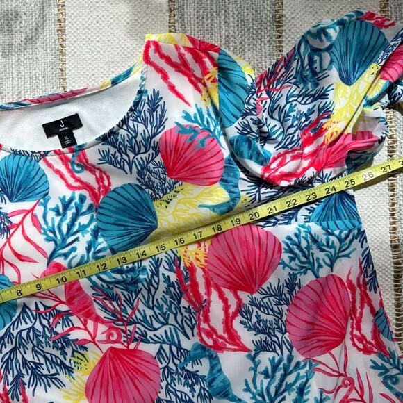J Jason Wu White Sea Life Seashells Corals Printed Summer Tunic Top Women’s XL - Picture 6 of 8